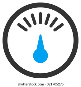 Meter vector icon. Style is bicolor flat symbol, blue and gray colors, rounded angles, white background.