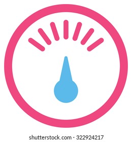Meter vector icon. Style is bicolor flat symbol, pink and blue colors, rounded angles, white background.
