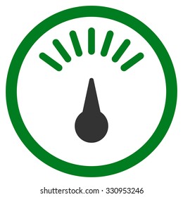 Meter vector icon. Style is bicolor flat symbol, green and gray colors, rounded angles, white background.
