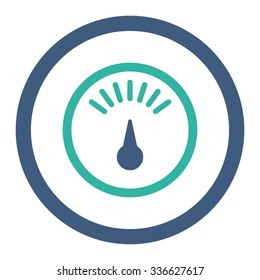 Meter vector icon. Style is bicolor flat rounded symbol, cobalt and cyan colors, rounded angles, white background.