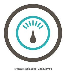 Meter vector icon. Style is bicolor flat rounded symbol, grey and cyan colors, rounded angles, white background.