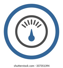 Meter vector icon. Style is bicolor flat rounded symbol, cobalt and gray colors, rounded angles, white background.