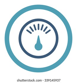 Meter vector icon. Style is bicolor flat rounded symbol, cyan and blue colors, rounded angles, white background.