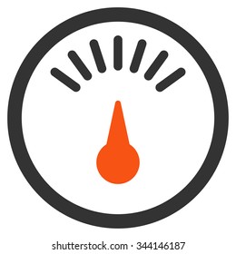 Meter vector icon. Style is bicolor flat symbol, orange and gray colors, rounded angles, white background.
