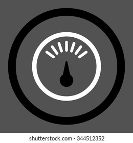 Meter vector icon. Style is bicolor flat rounded symbol, black and white colors, rounded angles, gray background.