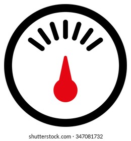 Meter vector icon. Style is bicolor flat symbol, intensive red and black colors, rounded angles, white background.