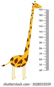 Meter wall or baby scale of growth with Giraffe. Kids height chart. scale from 40 to 150 centimeter. Vector illustration