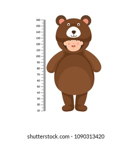 Meter wall with bear costume .vector illustration
