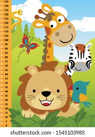 Meter wall for children with funny animals cartoon