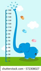 Meter wall with elephant.vector illustration.