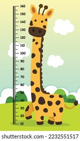 Meter wall with giraffe vector illustration