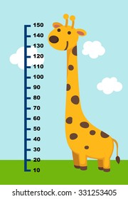 Meter wall with giraffe. vector illustration.