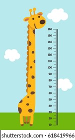 Meter wall with giraffe.vector illustration.
