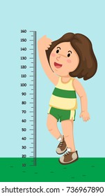 Meter wall with girl.vector illustration