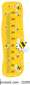 Meter wall or height meter with funny bees