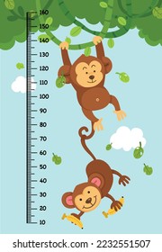 Meter wall with monkey vector illustration 