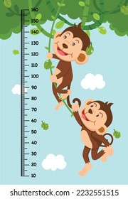 Meter wall with monkey vector illustration 
