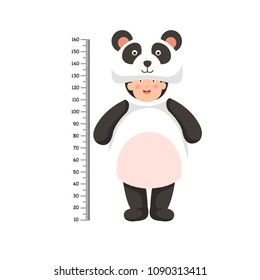 Meter wall with panda costume .vector illustration