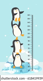 Meter wall with penguin.vector illustration