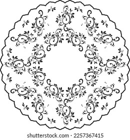 meterial pattern consisting of black lines and leaves suitable for textiles, white background