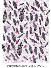 meterial pattern consisting of ethnic figures suitable for textiles white background