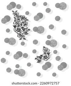 meterial pattern consisting of ethnic round figures suitable for textiles white background