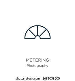 Metering icon. Thin linear metering outline icon isolated on white background from photography collection. Line vector sign, symbol for web and mobile
