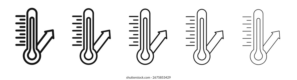 Conjunto de Vector de contorno de icono de medición de termómetro de meteorología