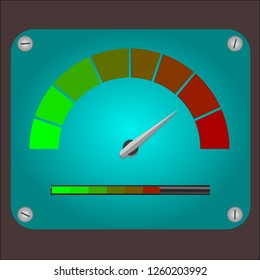 Meters Scale from green to red with arrow and scale.
