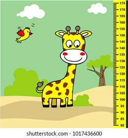 meterwall with giraffe cartoon vector illustration