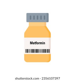 Ilustración del vial de Metformina medicina. Metformina es un medicamento utilizado para tratar la diabetes de tipo 2.