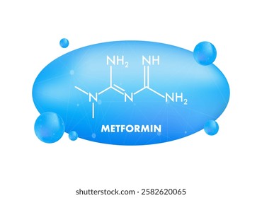 Metformin Molecular Structure with Blue Gradient Background
