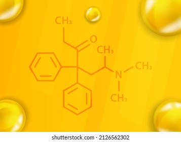 Methadone Chemical Formula. Methadone 3D Realistic Chemical Molecular Structure