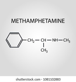 Methamphetamine molecular structure isolated flat vector sign