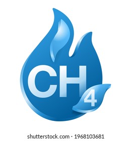 Methane 3D icon - chemical compound with formula CH4, carbon and hydrogen. Main component of fossil natural gas. Vector illustration