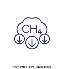 methane, CH4 emissions reduction line icon