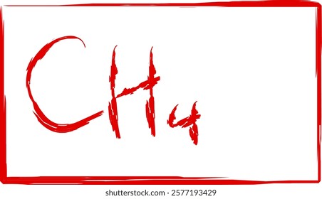 methane chemical compound formula, in Doodle style