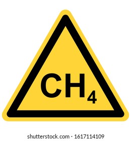 Methane and danger sign on white