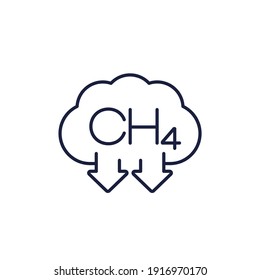 Methane Emissions, CH4 Gas Icon, Line Vector