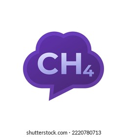 methane emissions, CH4 gas icon, vector
