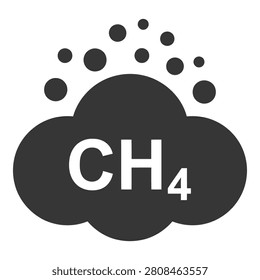 Methane gas cloud emission symbol with chemical formula icon icon