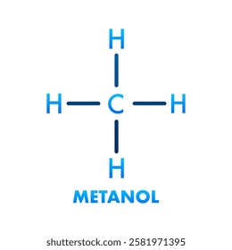 Methane Molecular Structure with Carbon and Hydrogen Atoms forming CH4