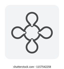 Methane molecule model vector icon. Molecular structure and bonding of chemical compound with atom of carbon-hydrogen CH4. Part of natural gas and greenhouse gas. That fuel and energy for combustion.