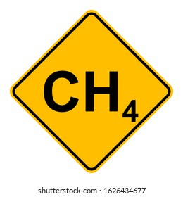 Methane and road sign on white