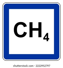 Methane and road sign on white