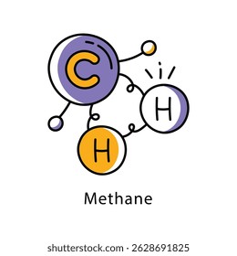 Icono de estilo de contorno lleno de Vector de metano. Archivo Eps 10