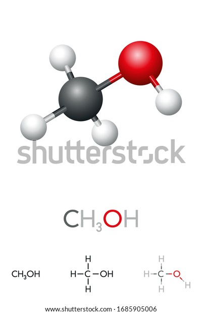 Methanol Ch3oh Molekul Modell Und Chemische Formel Stock Vektorgrafik Lizenzfrei