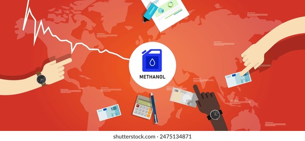 Methanol fuel commodity price in global market going down decrease low cheap international transaction trading market