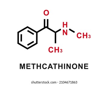 Methcathinone chemical formula. Methcathinone chemical molecular structure. Vector illustration