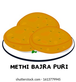 Methi bajra puri indian Rajasthani Food Vector